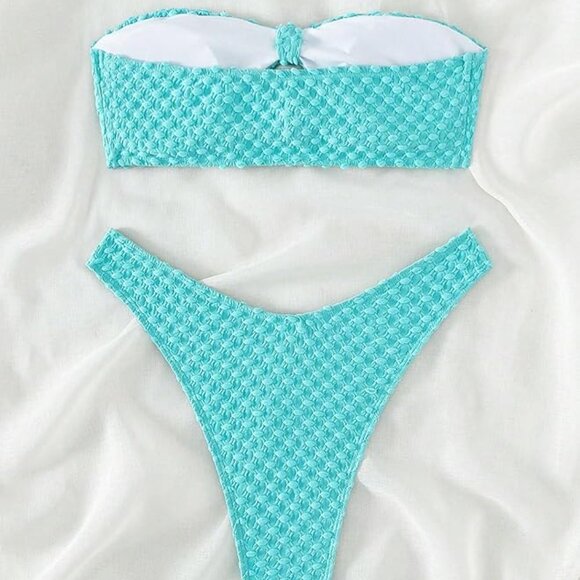 2 Piece Strapless Cut Out Bandeau Swimsuit - Picture 3 of 6